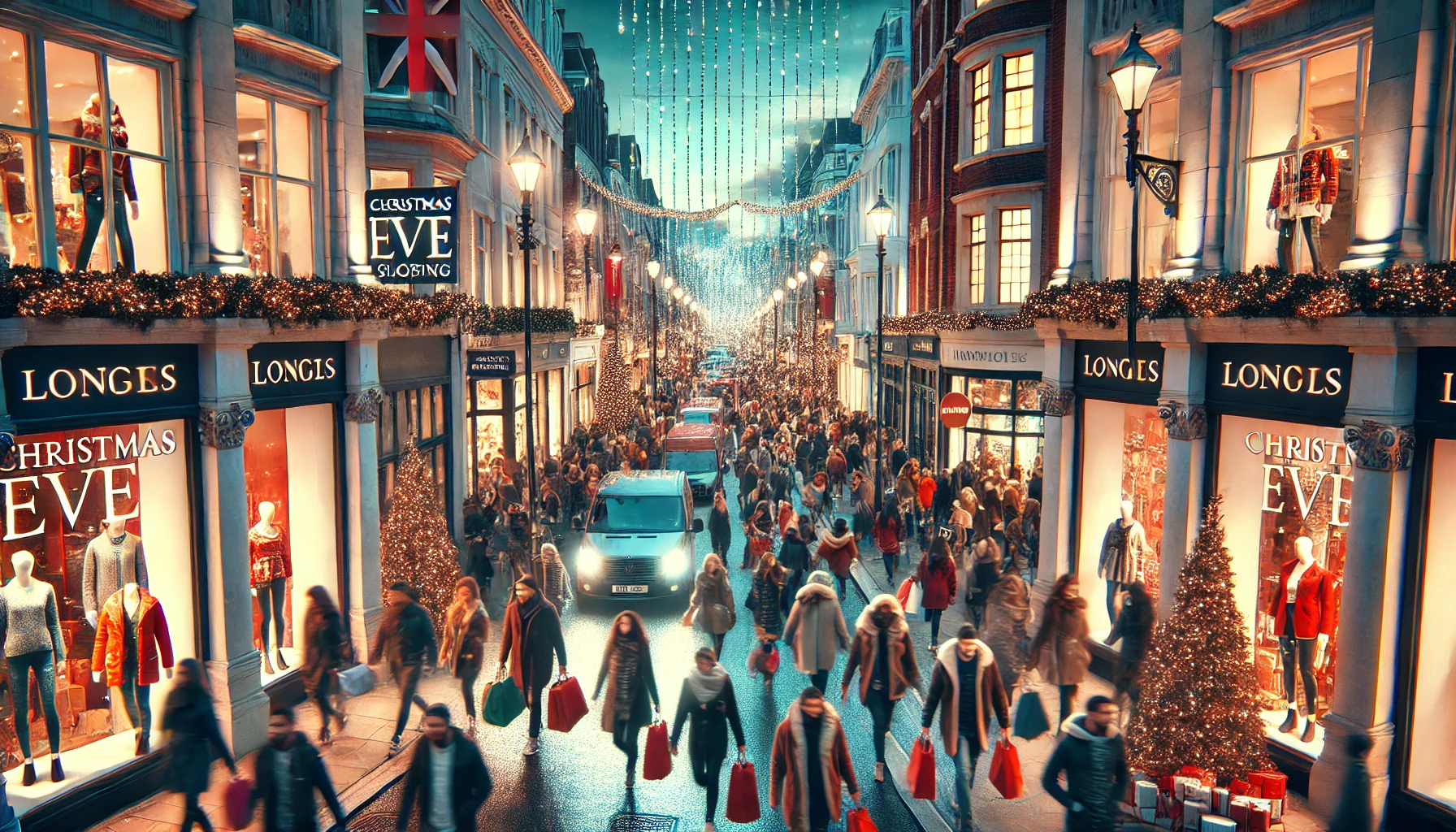 المتسوقون في اللحظة الأخيرة يتدفقون مع إعلان المتاجر عن أوقات إغلاقها في ليلة عيد الميلاد